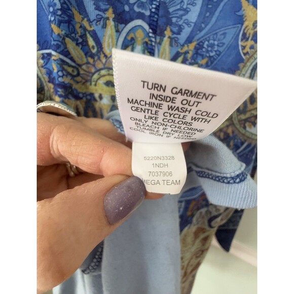 ONE WORLD LIVE AND LET LIVE MULTI EMBELLISHED V NECK TOP TUNIC SZ S Artsy - Picture 7 of 7